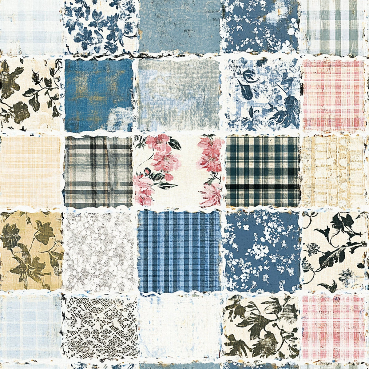 Patchwork Posies Pattern 2 Fleece Fabric
