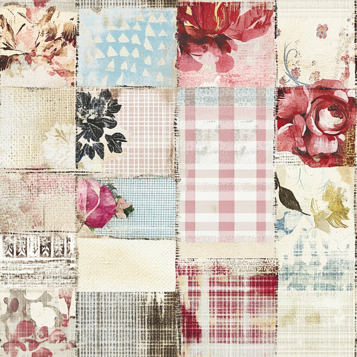 Patchwork Posies Pattern 20 Fleece Fabric