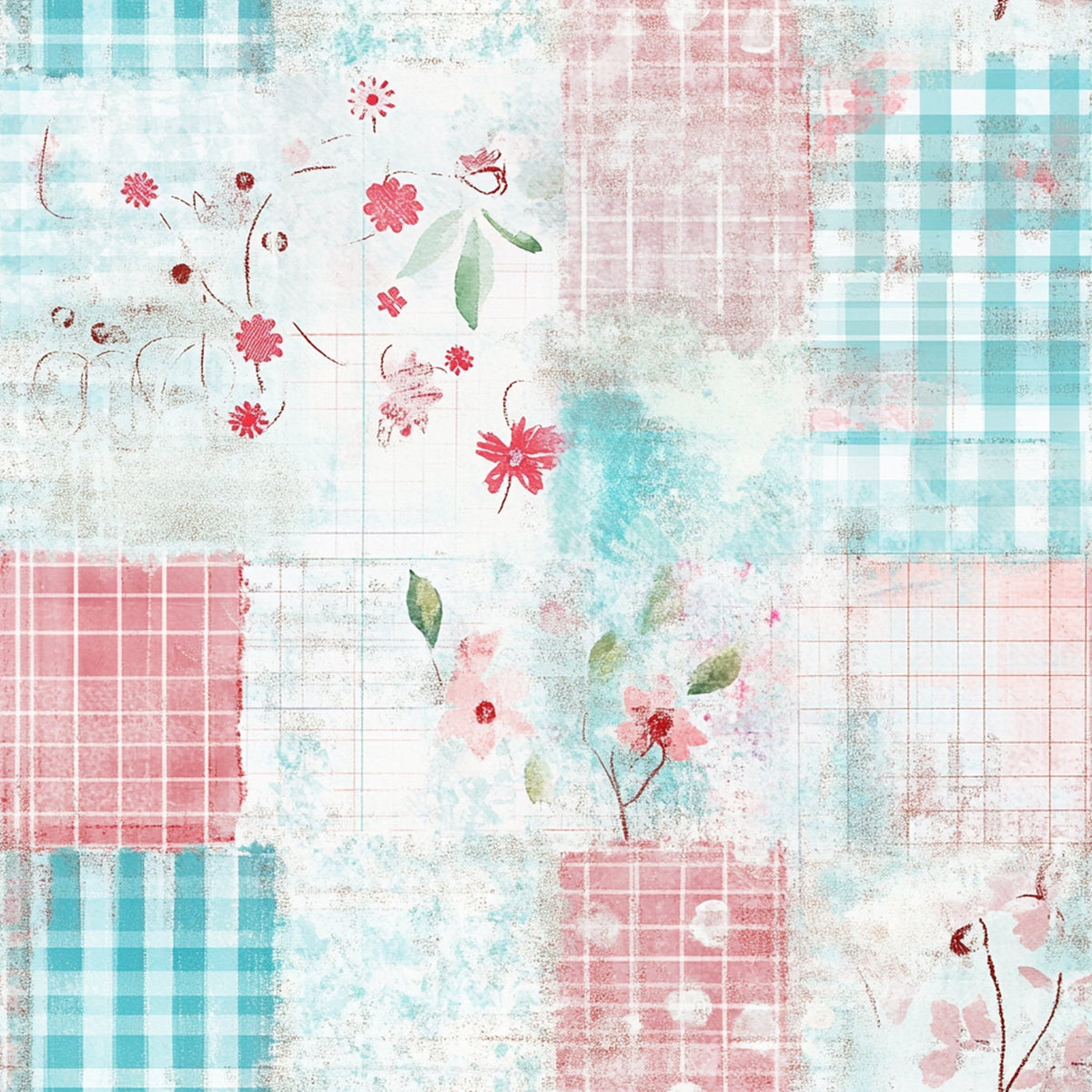 Patchwork Posies Pattern 22 Fleece Fabric