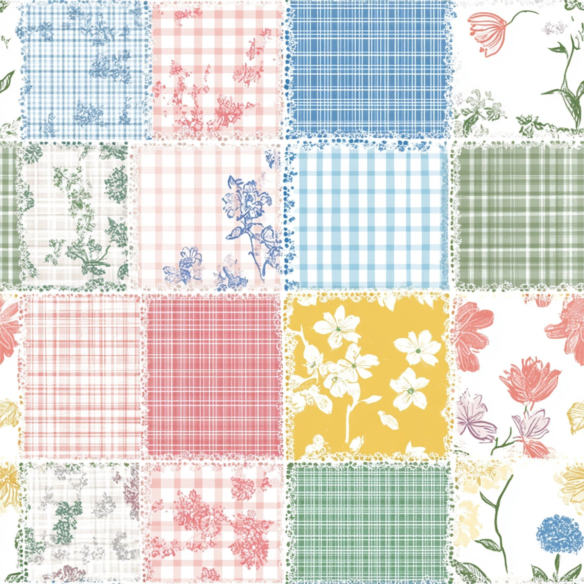 Patchwork Posies Pattern 24 Fleece Fabric