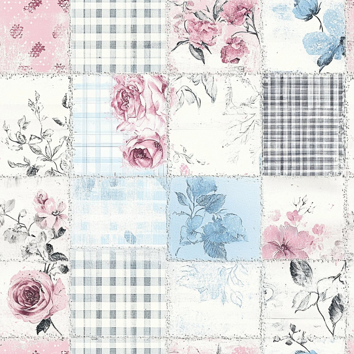 Patchwork Posies Pattern 5 Fleece Fabric
