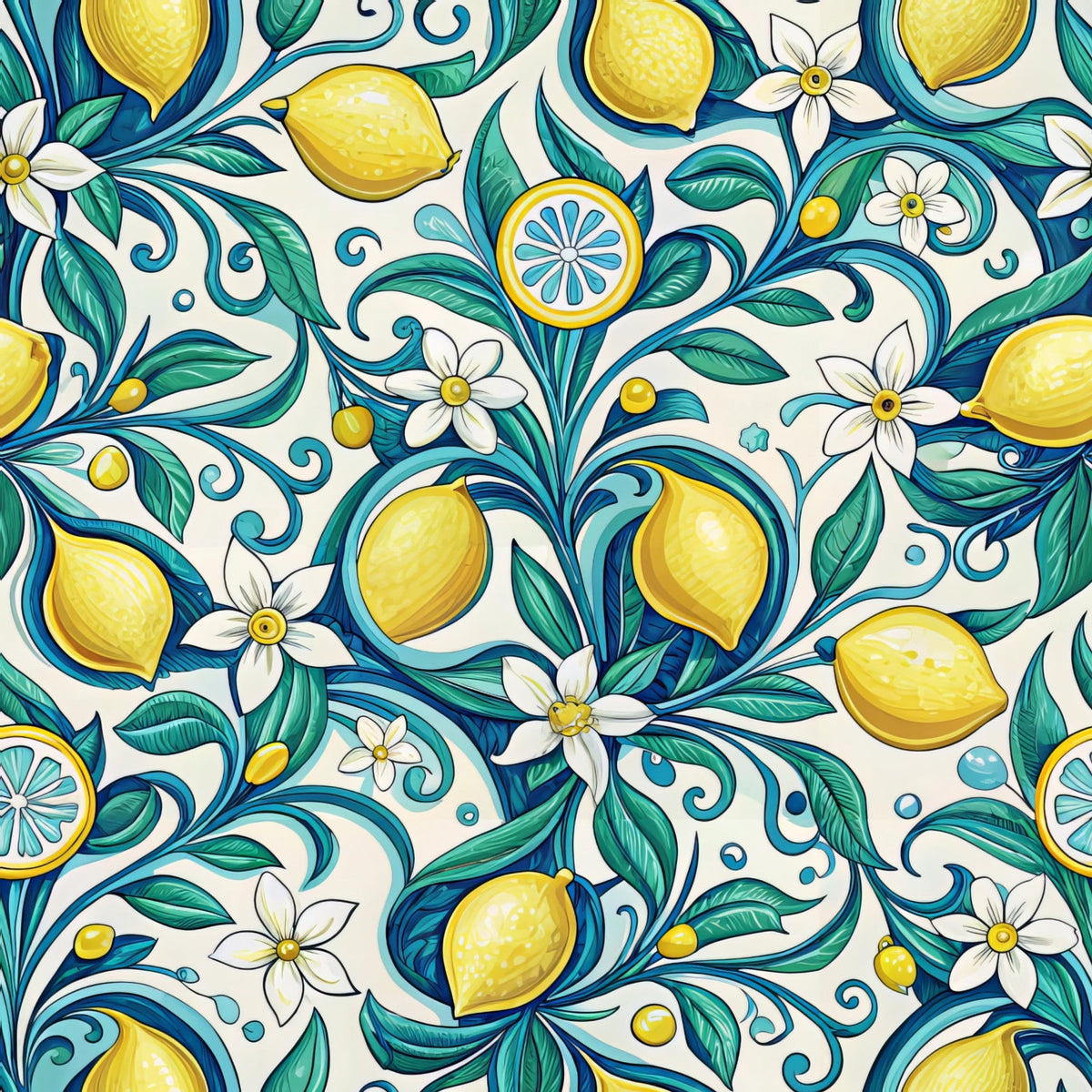 Amalfi Citrus Pattern 3 Fleece Fabric
