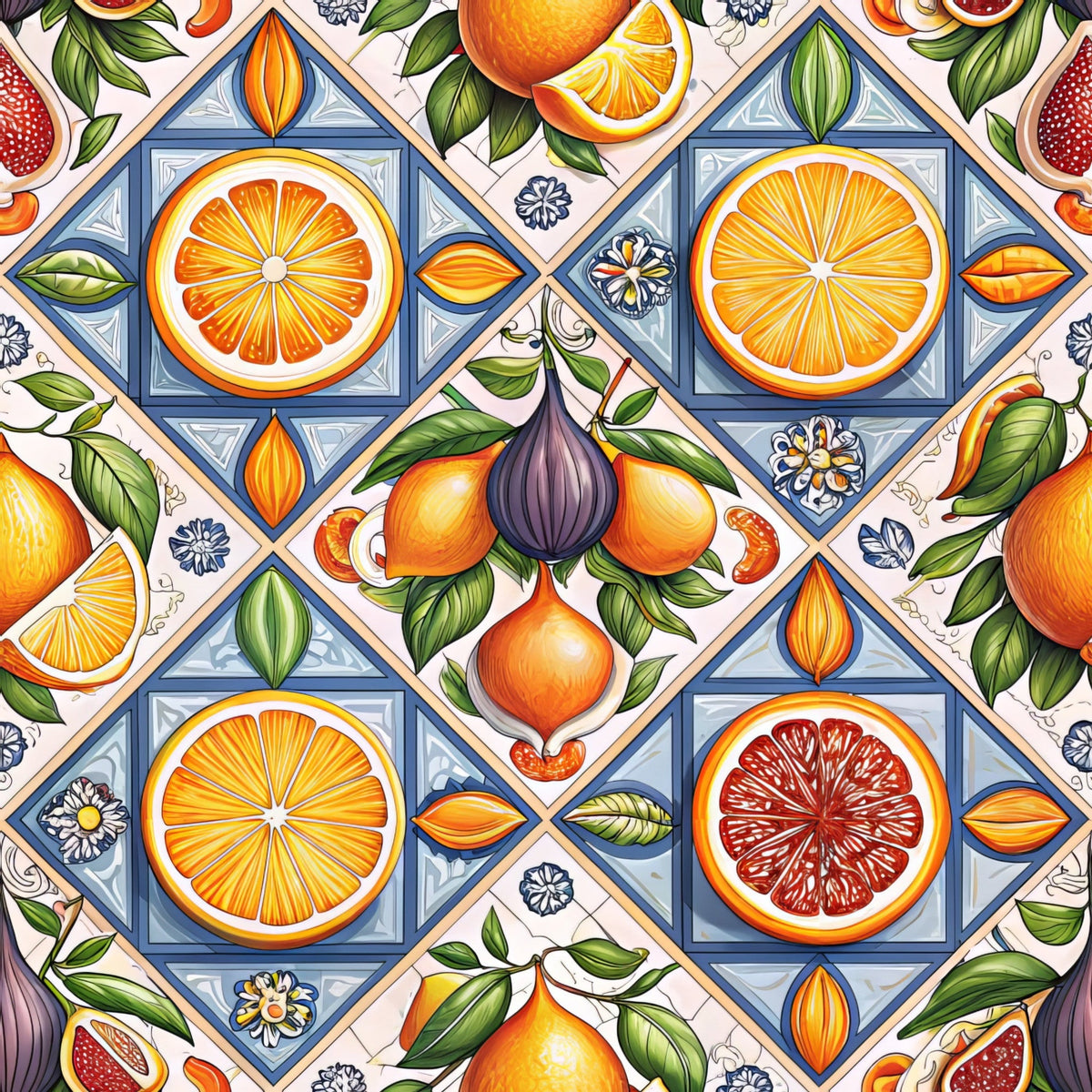 Amalfi Citrus Pattern 4 Fleece Fabric