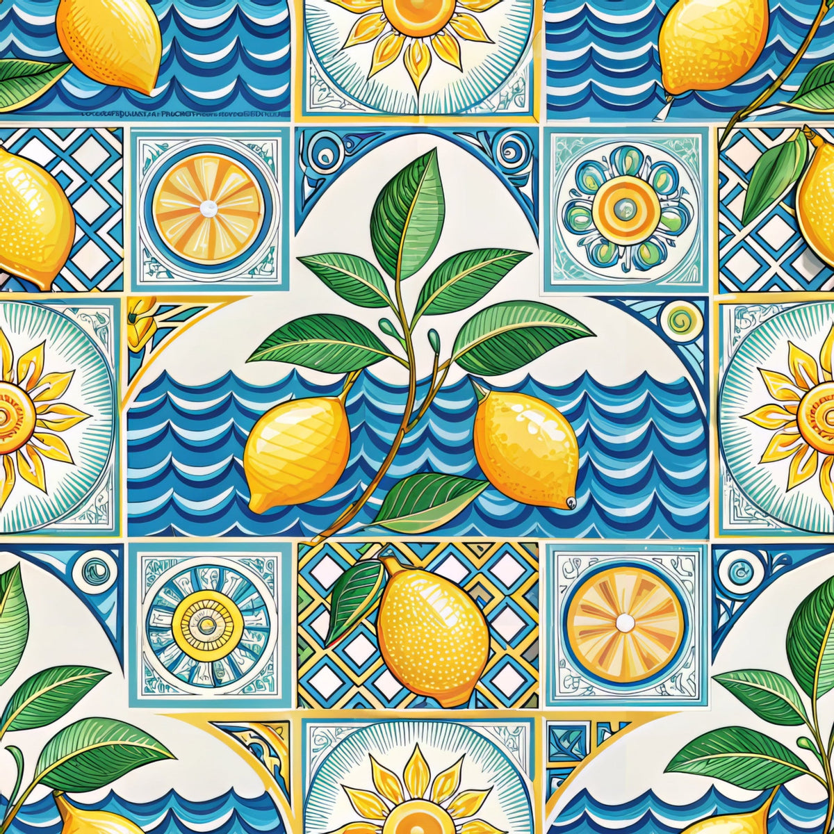 Amalfi Citrus Pattern 6 Fleece Fabric