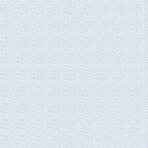 Light blue background with a pattern of small white polka dots evenly distributed across the surface.