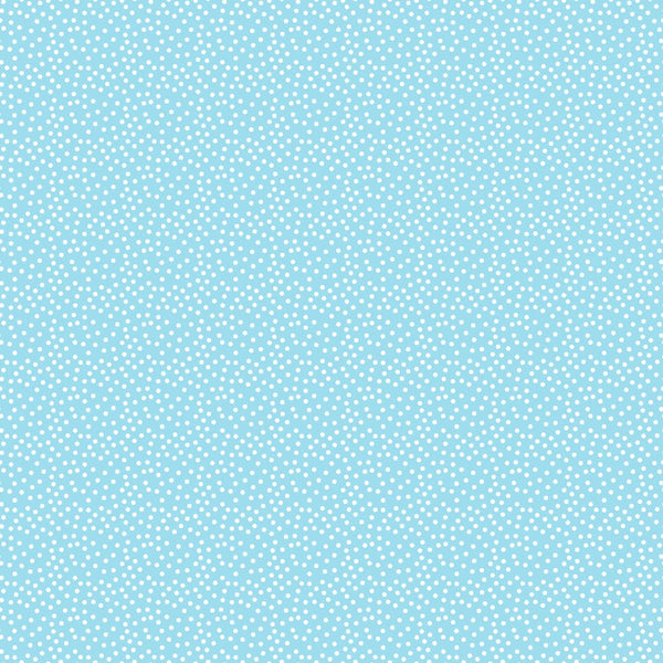 Light blue background with small white polka dots evenly distributed across the surface.