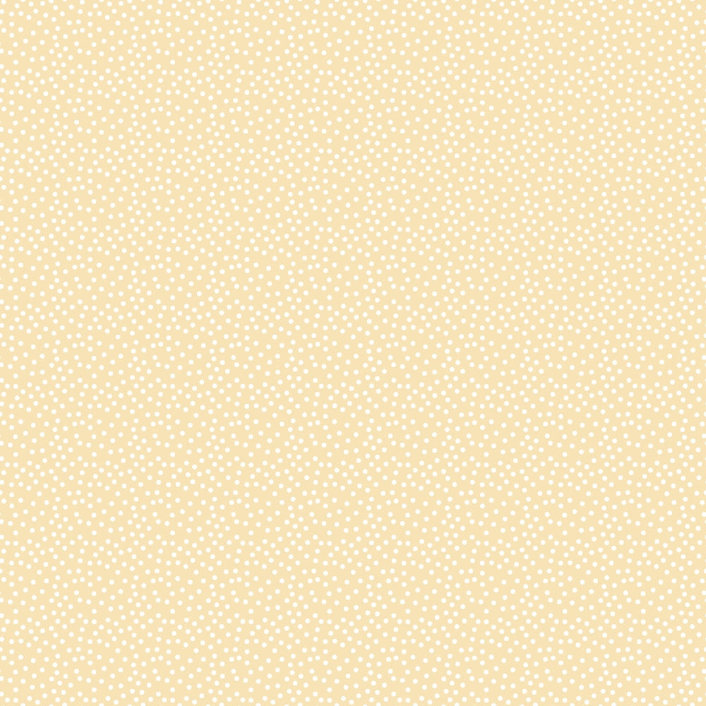 A beige background with a pattern of evenly distributed small white polka dots.