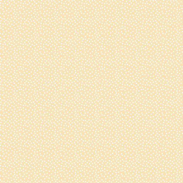 A beige background with a pattern of evenly distributed small white polka dots.