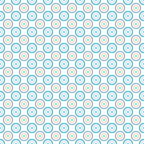Pattern of blue, yellow, and white concentric circles on a white background, arranged diagonally across the image.