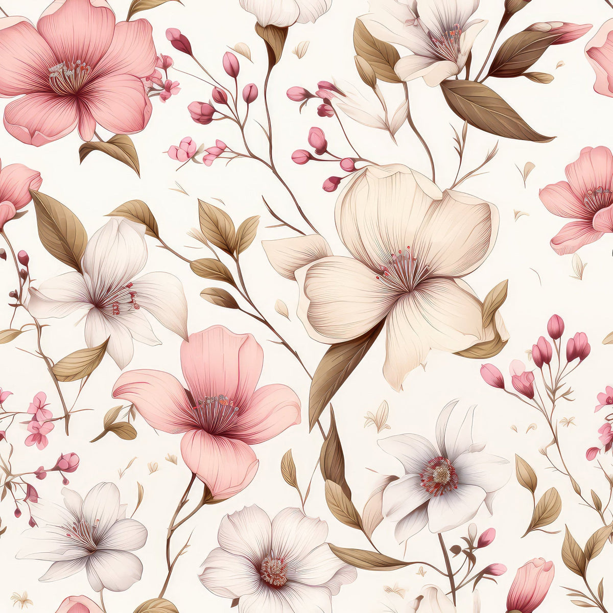 Airy Blooms Pattern 1 Fleece Fabric