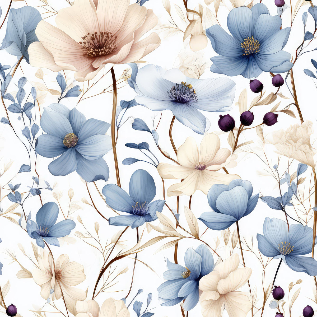 Airy Blooms Pattern 3 Fleece Fabric