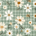Gingham Daisies Pattern 10 Fleece Fabric