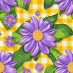 Gingham Daisies Pattern 14 Fleece Fabric