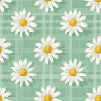 Gingham Daisies Pattern 17 Fleece Fabric