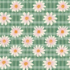 Gingham Daisies Pattern 18 Fleece Fabric