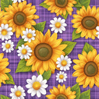 Gingham Daisies Pattern 19 Fleece Fabric