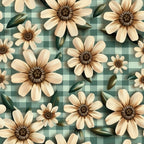 Gingham Daisies Pattern 3 Fleece Fabric