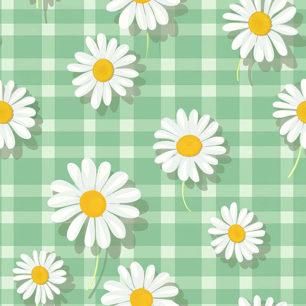 Gingham Daisies Pattern 4 Fleece Fabric