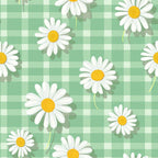 Gingham Daisies Pattern 4 Fleece Fabric