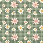 Gingham Daisies Pattern 7 Fleece Fabric