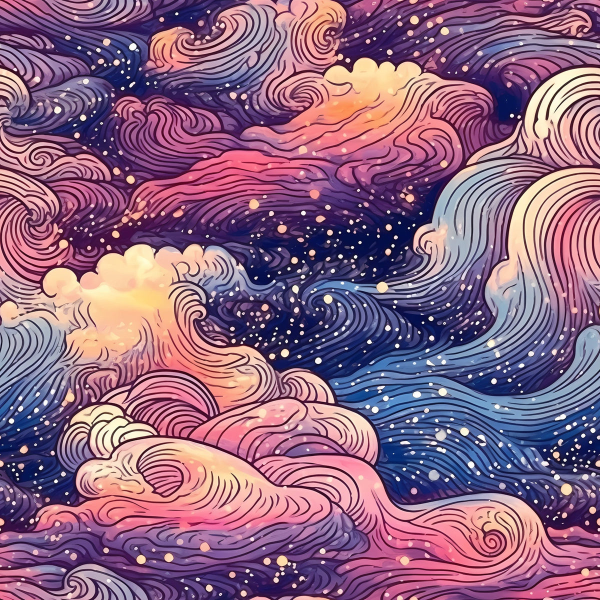 Starlit Swirls Pattern 17 Fleece Fabric