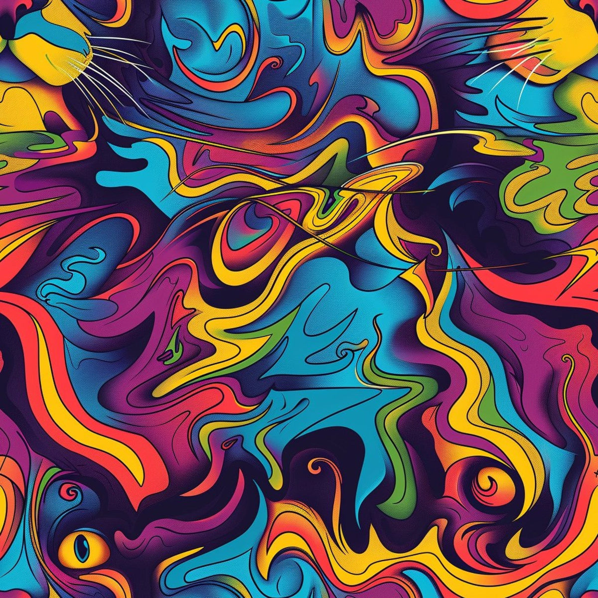 Psychedelic Whiskers Pattern 1 Fleece Fabric