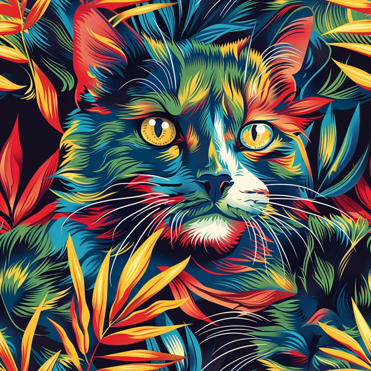 Psychedelic Whiskers Pattern 10 Fleece Fabric