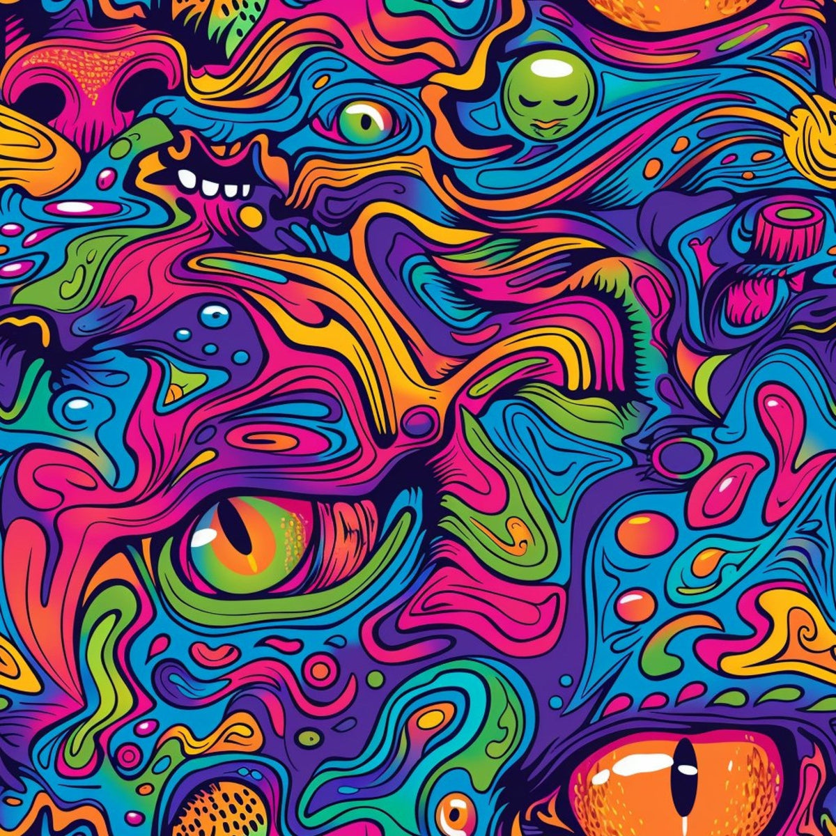 Psychedelic Whiskers Pattern 13 Fleece Fabric