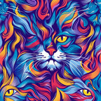 Psychedelic Whiskers Pattern 3 Fleece Fabric
