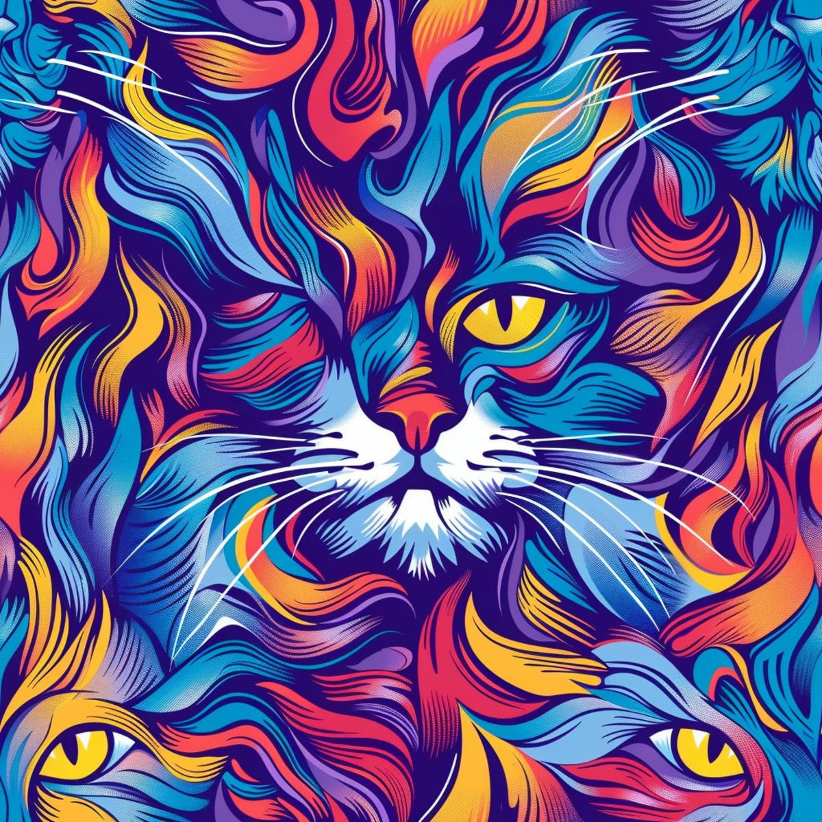 Psychedelic Whiskers Pattern 3 Fleece Fabric