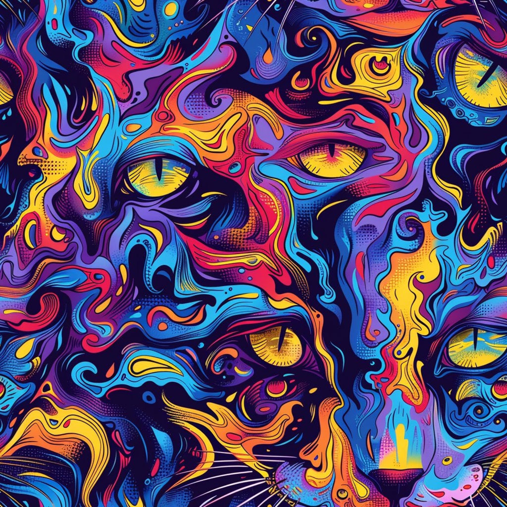Psychedelic Whiskers Pattern 6 Fleece Fabric