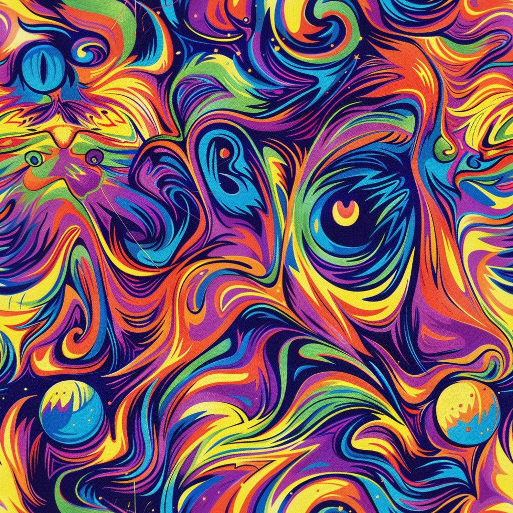 Psychedelic Whiskers Pattern 8 Fleece Fabric