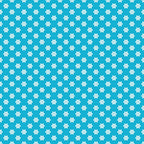 Blue background with a pattern of small, white, four-petaled flowers arranged in even rows and columns.