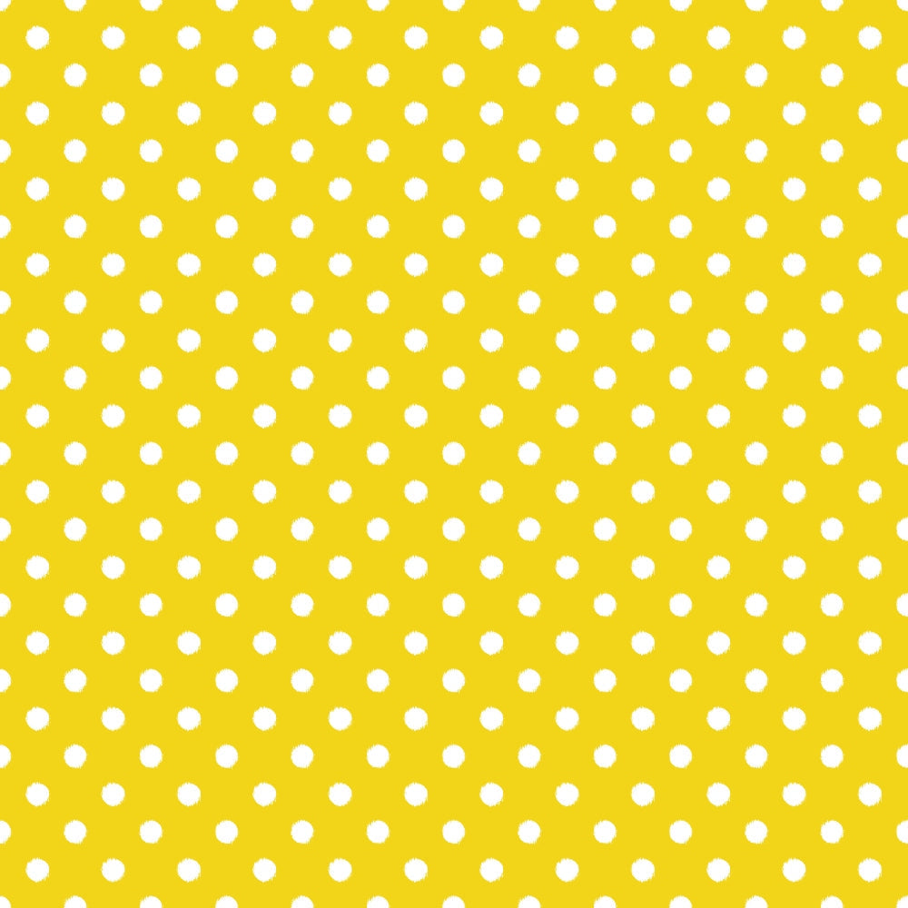 Yellow background with a pattern of evenly spaced white polka dots.