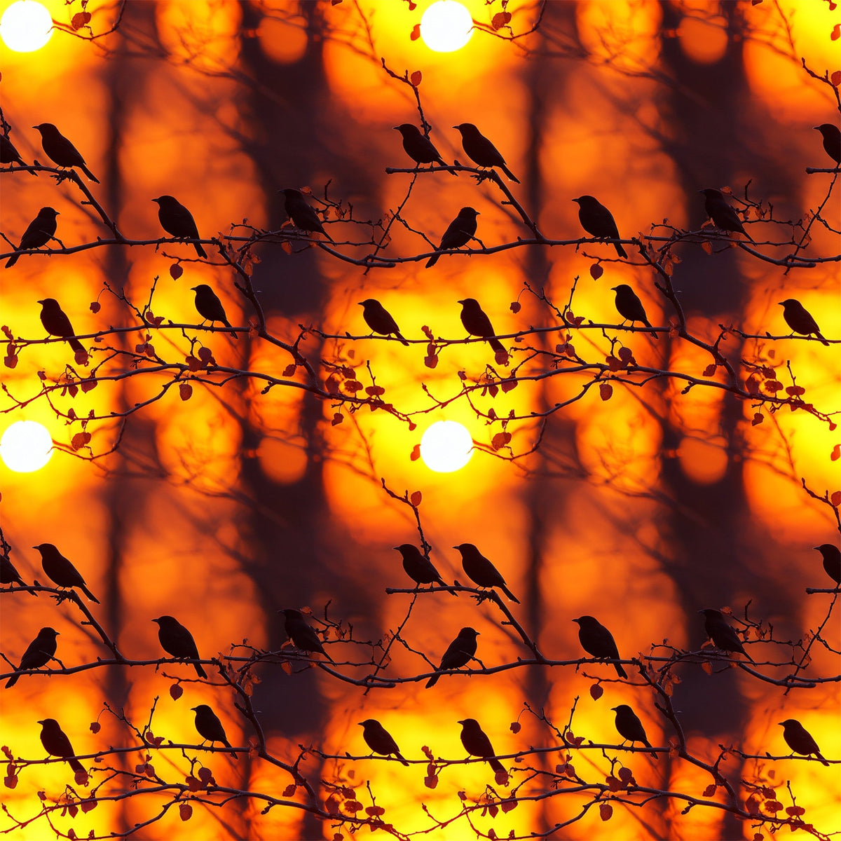 Dusk Silhouettes Pattern 4 Fleece Fabric