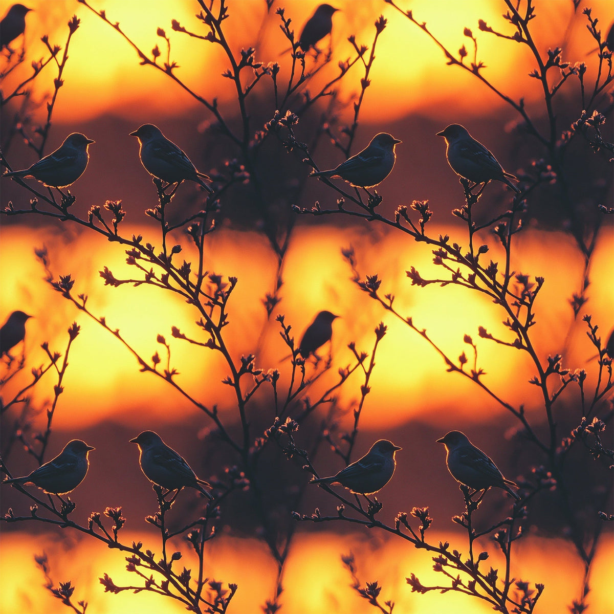 Dusk Silhouettes Pattern 7 Fleece Fabric