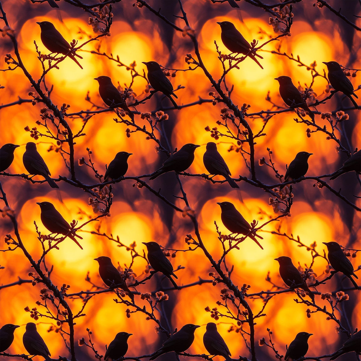 Dusk Silhouettes Pattern 9 Fleece Fabric