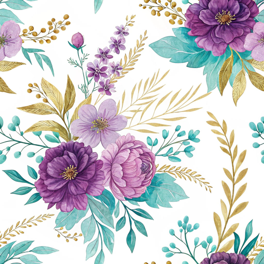 Gilded Fuchsia Garden Pattern 1 Fleece Fabric