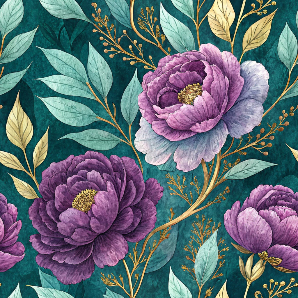 Gilded Fuchsia Garden Pattern 3 Fleece Fabric