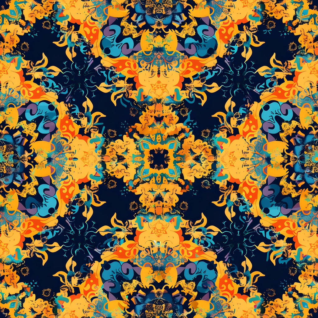 Marigold Mosaic Pattern 11 Fleece Fabric