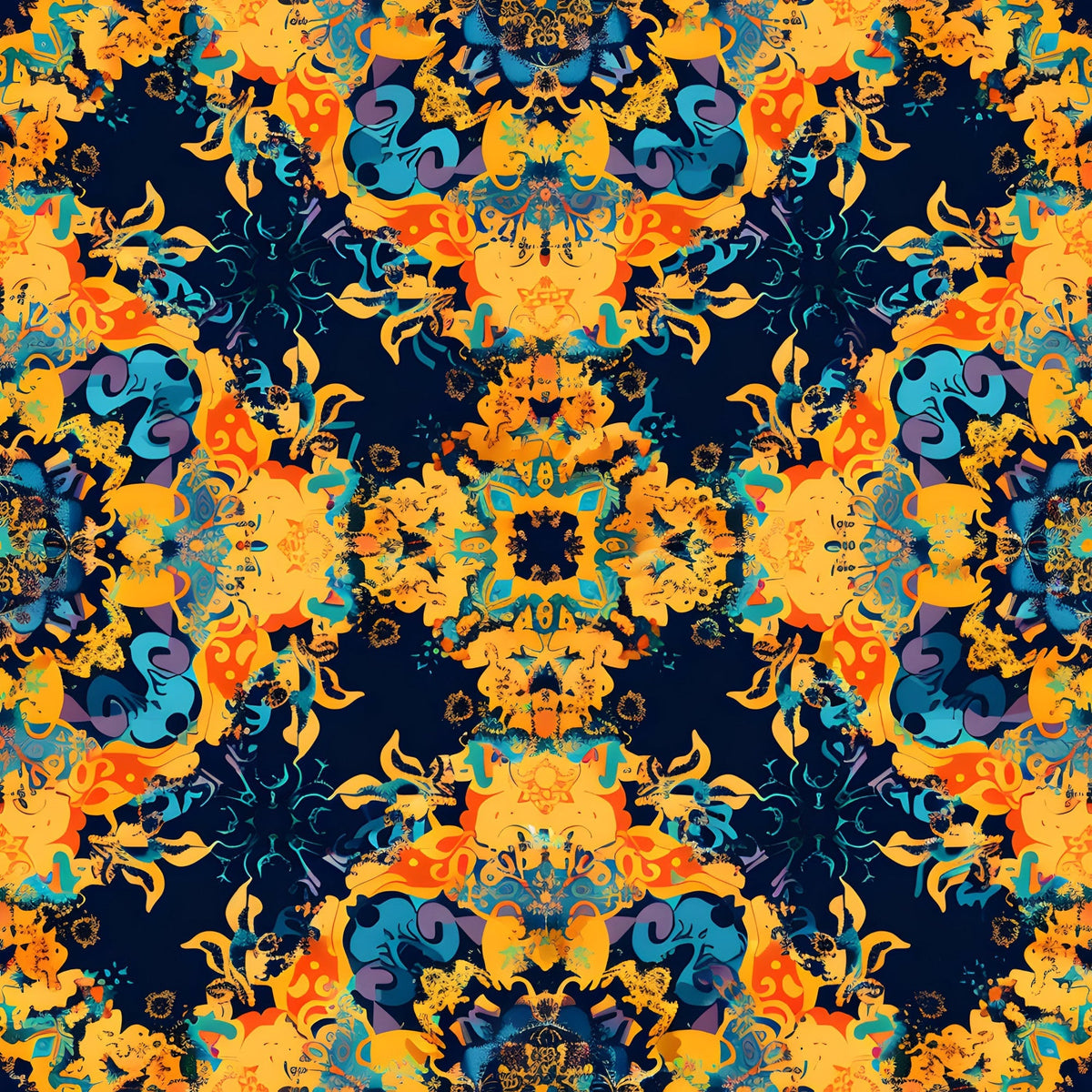 Marigold Mosaic Pattern 11 Fleece Fabric