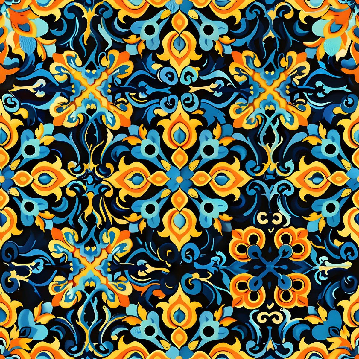Marigold Mosaic Pattern 12 Fleece Fabric