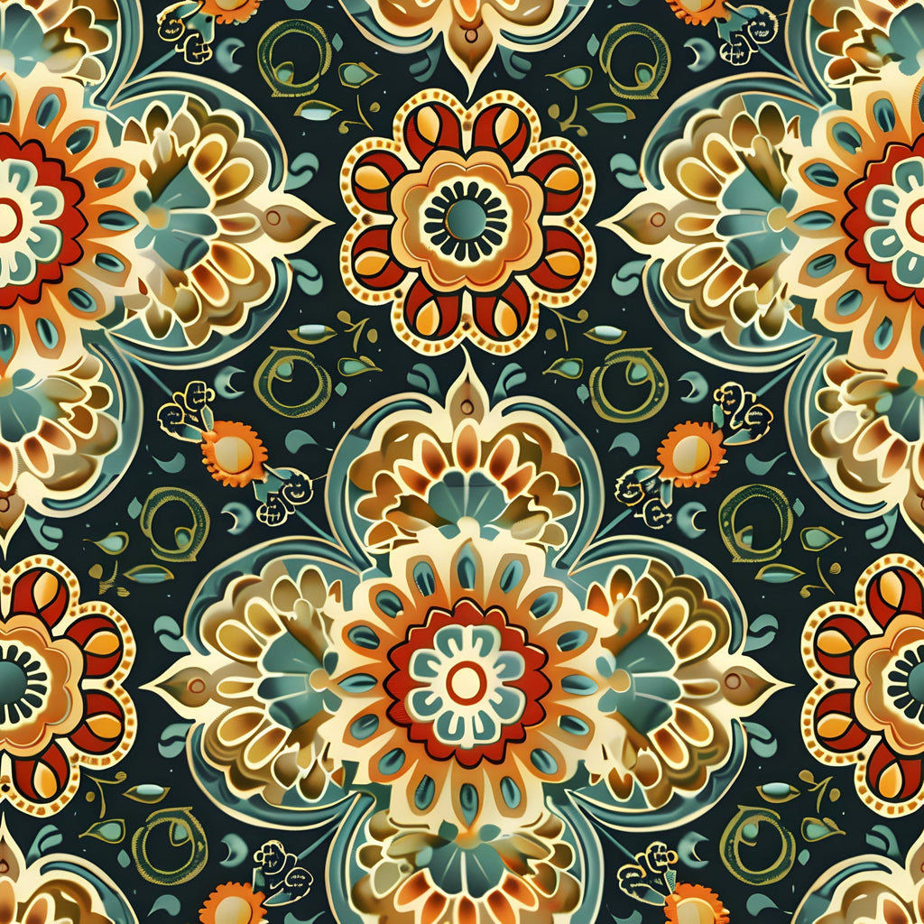 Marigold Mosaic Pattern 13 Fleece Fabric