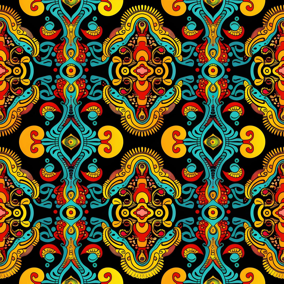 Marigold Mosaic Pattern 14 Fleece Fabric