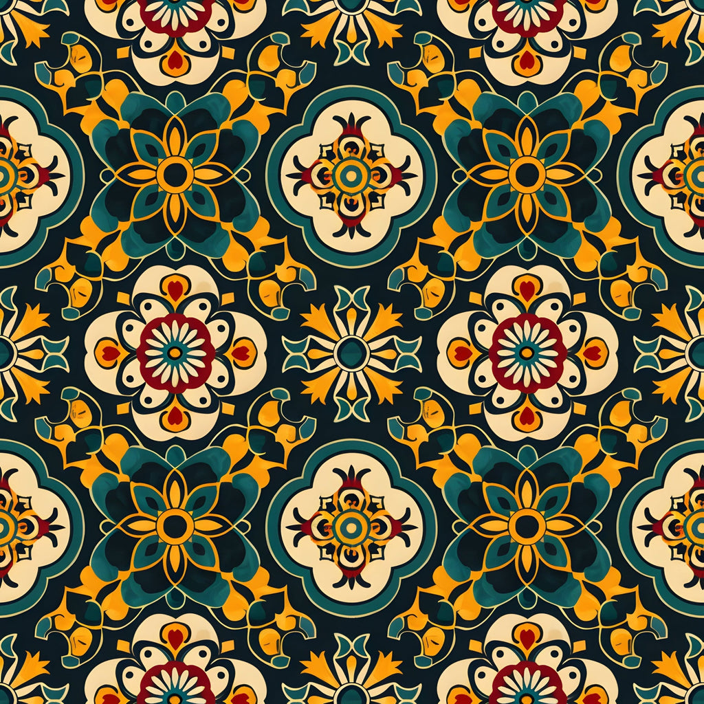 Marigold Mosaic Pattern 15 Fleece Fabric