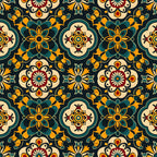 Marigold Mosaic Pattern 15 Fleece Fabric