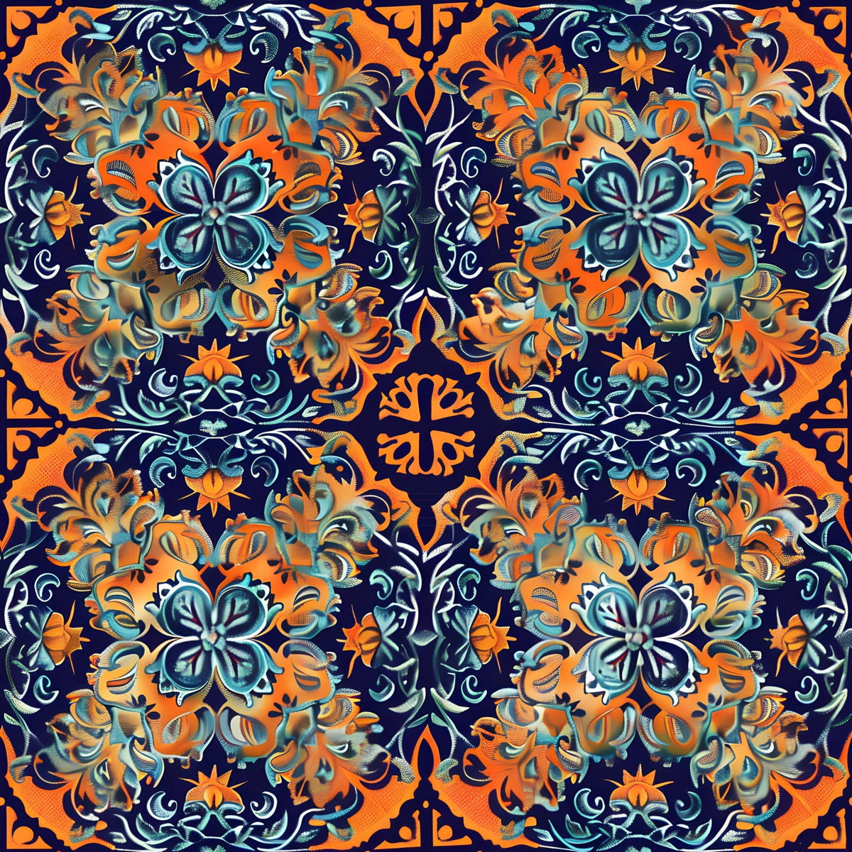 Marigold Mosaic Pattern 2 Fleece Fabric