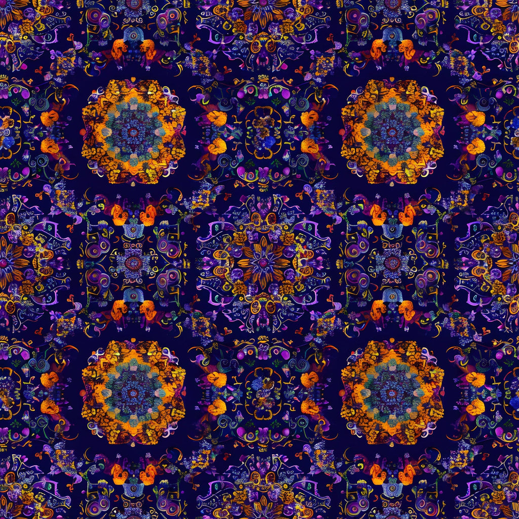Marigold Mosaic Pattern 3 Fleece Fabric