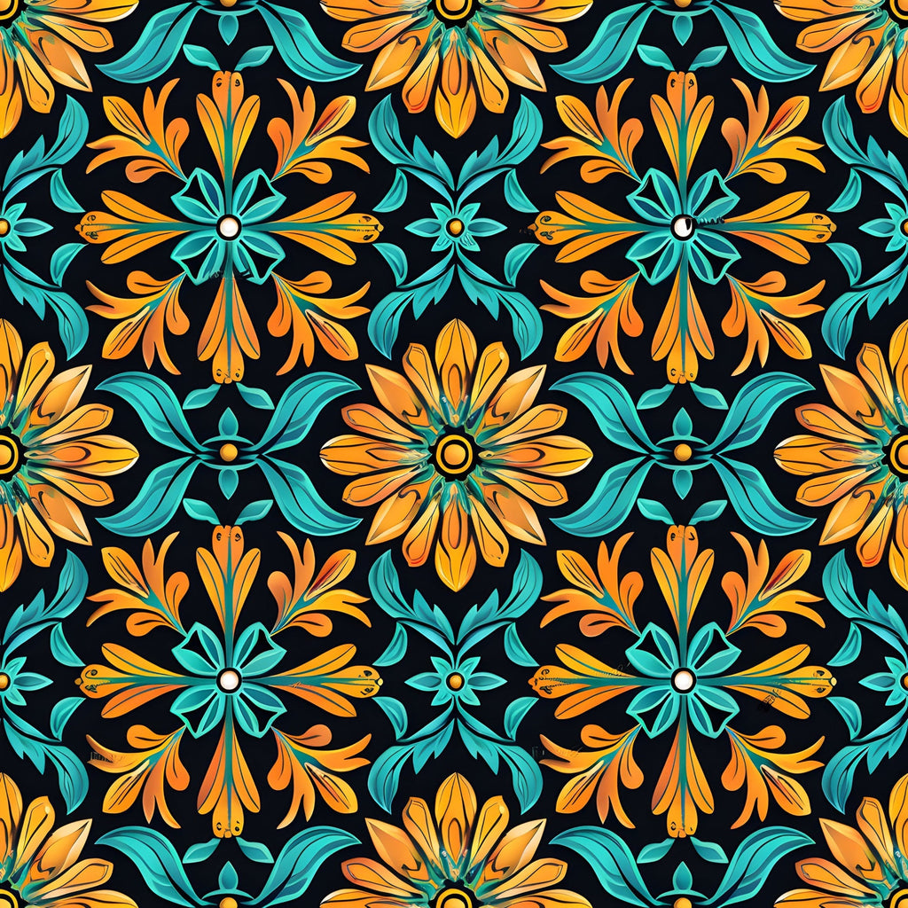 Marigold Mosaic Pattern 5 Fleece Fabric