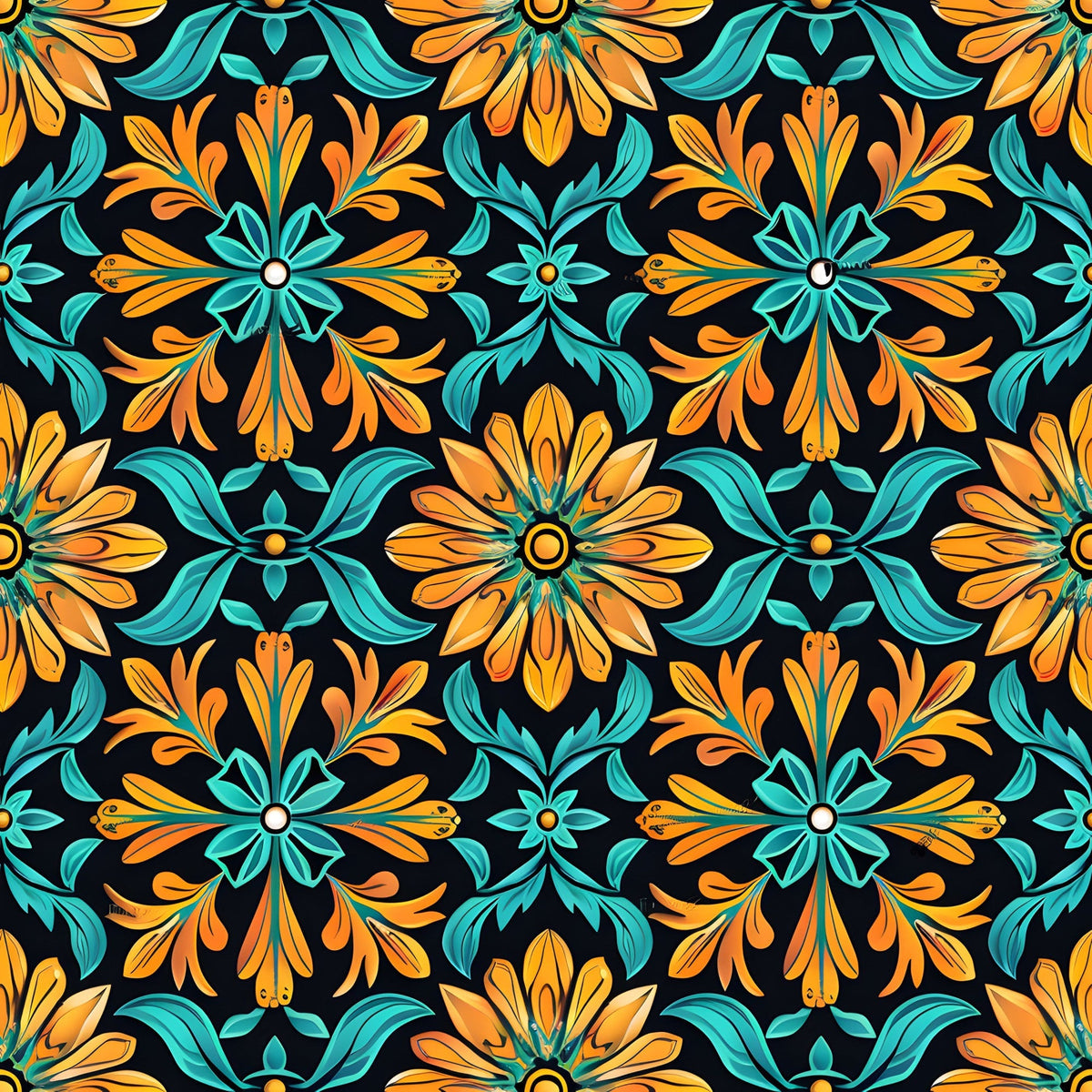 Marigold Mosaic Pattern 5 Fleece Fabric